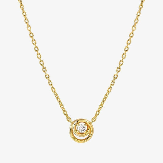 Cosmic Love Gold Plated Cubic Zirconia Circle Pendant Necklace