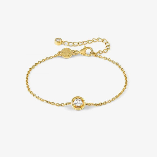Cosmic Love Gold Plated Cubic Zirconia Round Pendant Bracelet