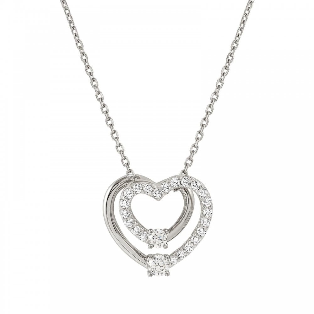 Cosmic Love Silver CZ Heart Necklace