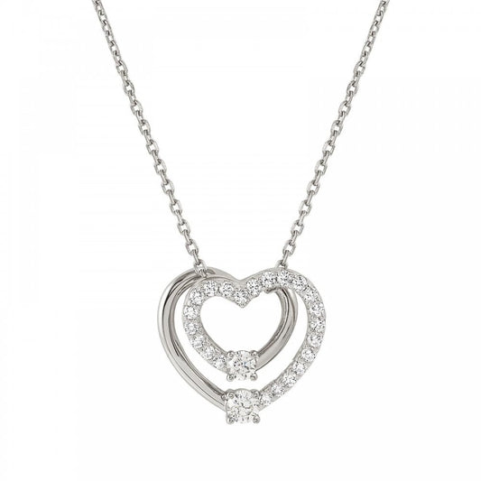 Cosmic Love Silver CZ Heart Necklace