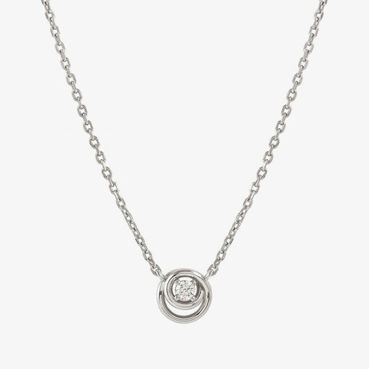 Cosmic Love White Rhodium Cubic Zirconia Circle Pendant Necklace