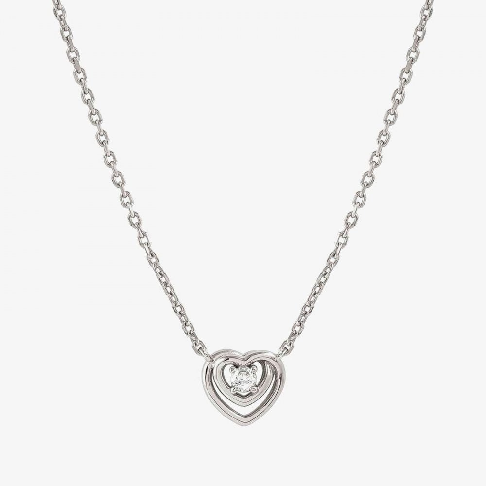 Cosmic Love White Rhodium Cubic Zirconia Heart Pendant Necklace