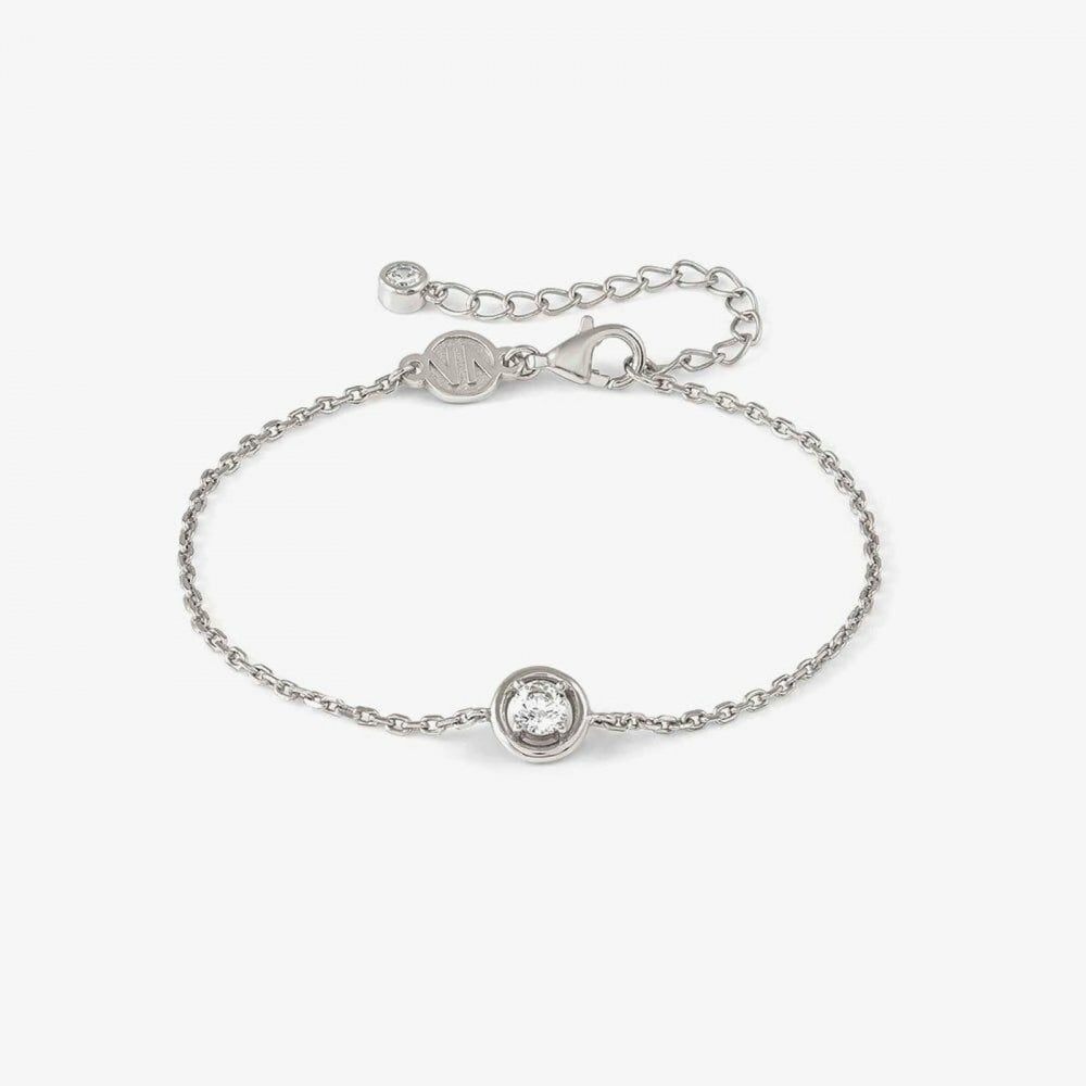 Cosmic Love White Rhodium Cubic Zirconia Round Pendant Bracelet