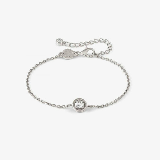 Cosmic Love White Rhodium Cubic Zirconia Round Pendant Bracelet