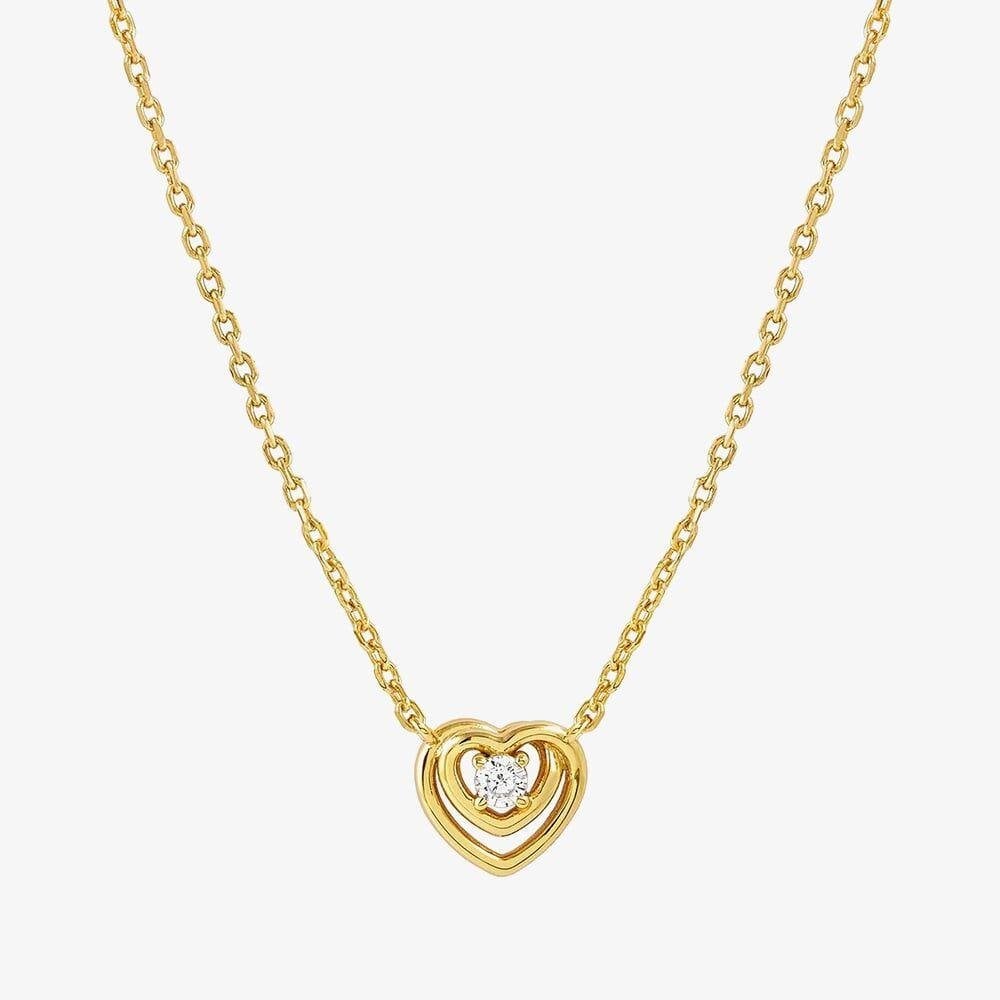 CosmicLove Gold Tone Cubic Zirconia Double Heart Necklace