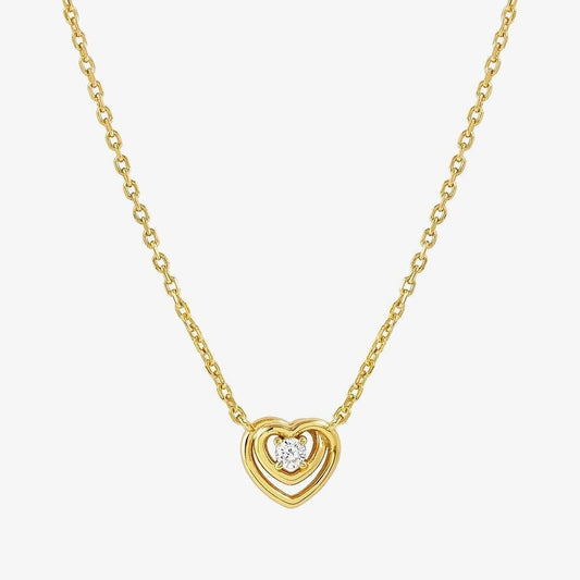 CosmicLove Gold Tone Cubic Zirconia Double Heart Necklace