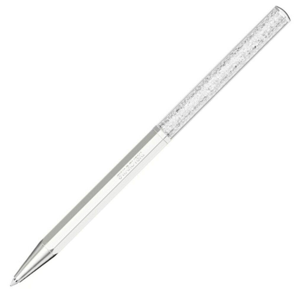 Crystalline Ballpoint Pen Octagon shape, White, White lacquered