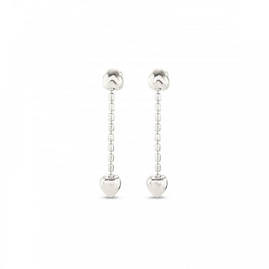 Cupido Silver Plated Hanging Chain Small Hearts Earrings