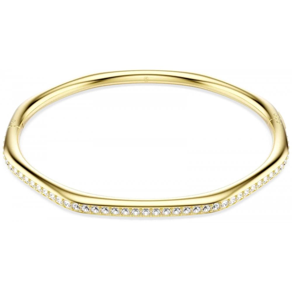 Dextera Gold Tone Crystal Octagonal Hinged Bangle