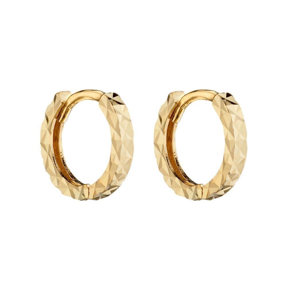 Diamond Cut 9ct Yellow Gold Hoops 10mm