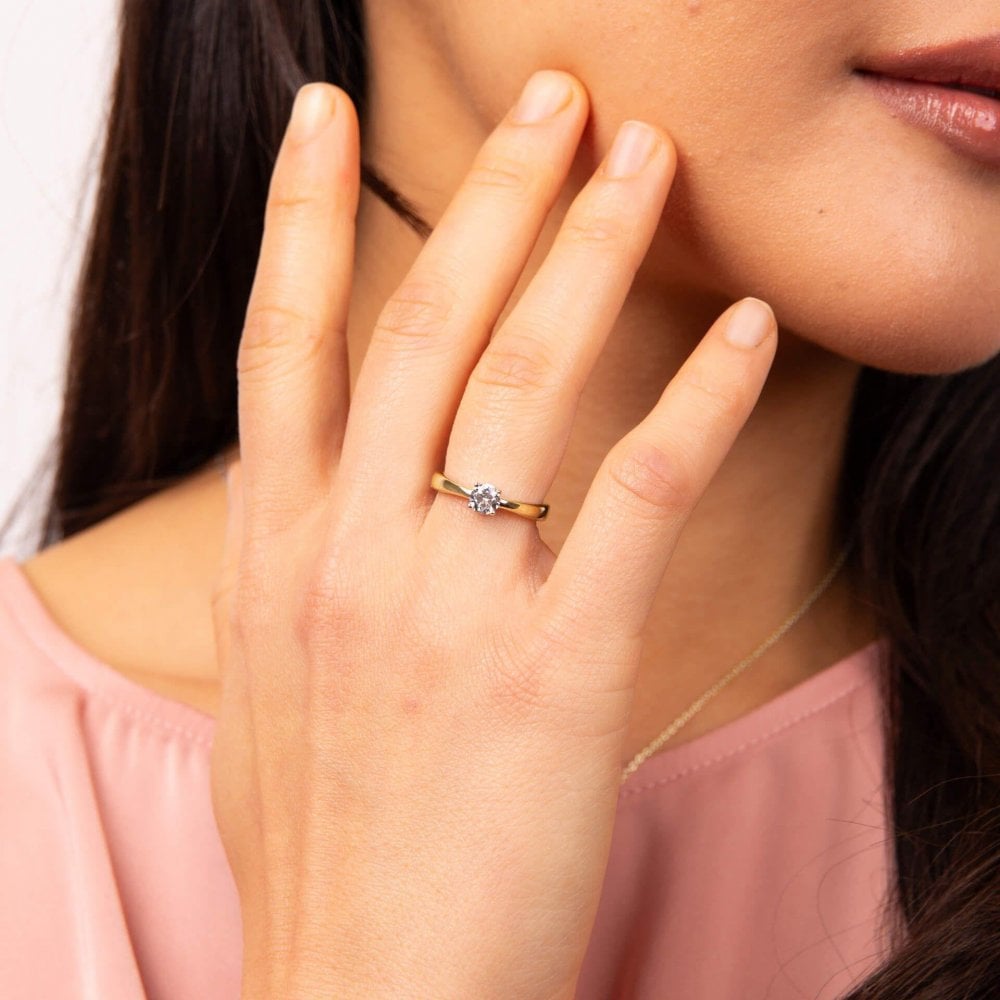 Diamonfire 1.00ct Zirconia Gold Plated Ring Size 18