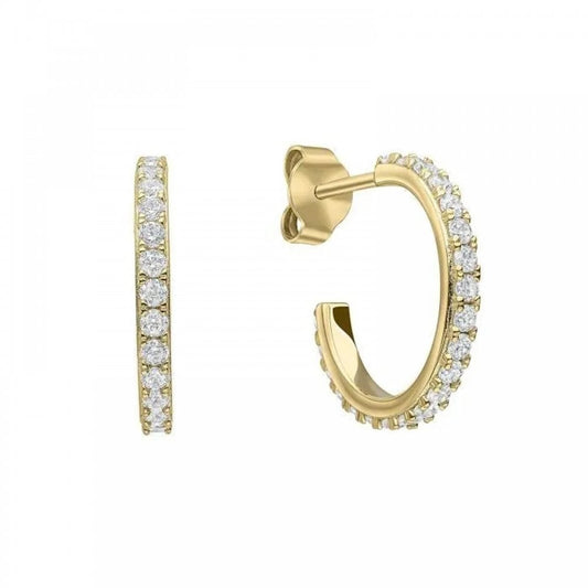 Diamonfire Gold on Silver Zirconia Hoop Earrings