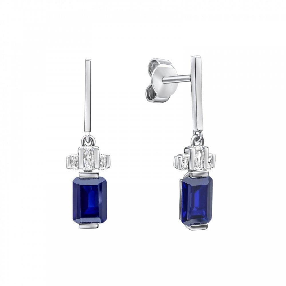 Diamonfire Sterling Silver Blue Clear Cubic Zirconia Earrings
