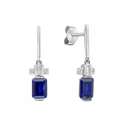 Diamonfire Sterling Silver Blue Clear Cubic Zirconia Earrings
