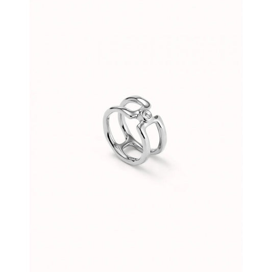 Double Silver Ring with Topaz Ring Size 18