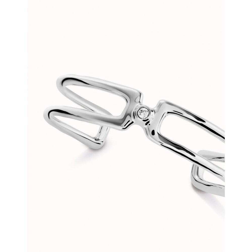 Double strand bangle bracelet with white topaz