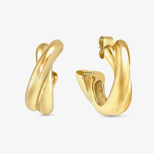 Ecclettica Gold Cross Over Hoop Earrings