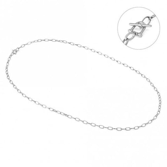 Ecclettica Long Chain T-Bar Necklace 0.6cm, 100cm