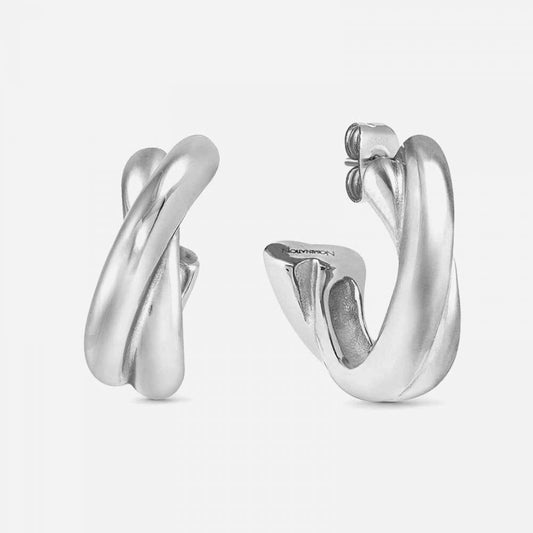 Ecclettica Silver Cross Over Hoop Earrings