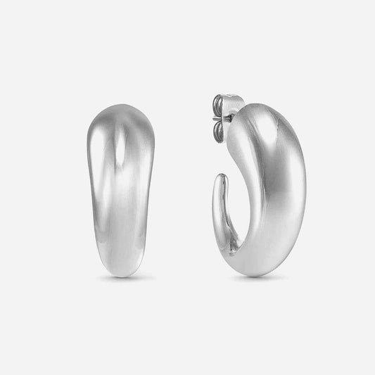 Ecclettica Silver Curve Hoop Earrings