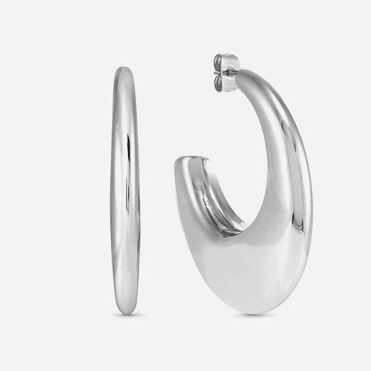 Ecclettica Silver Flat Hoop Earrings