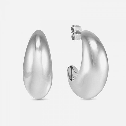 Ecclettica Silver Medium Dome Hoop Earrings