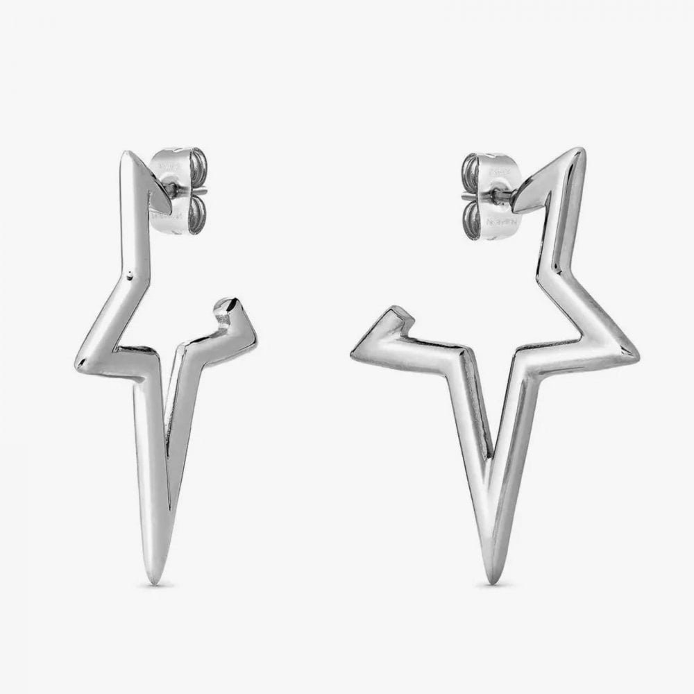 Ecclettica Steel Striking Star Hoop Earrings