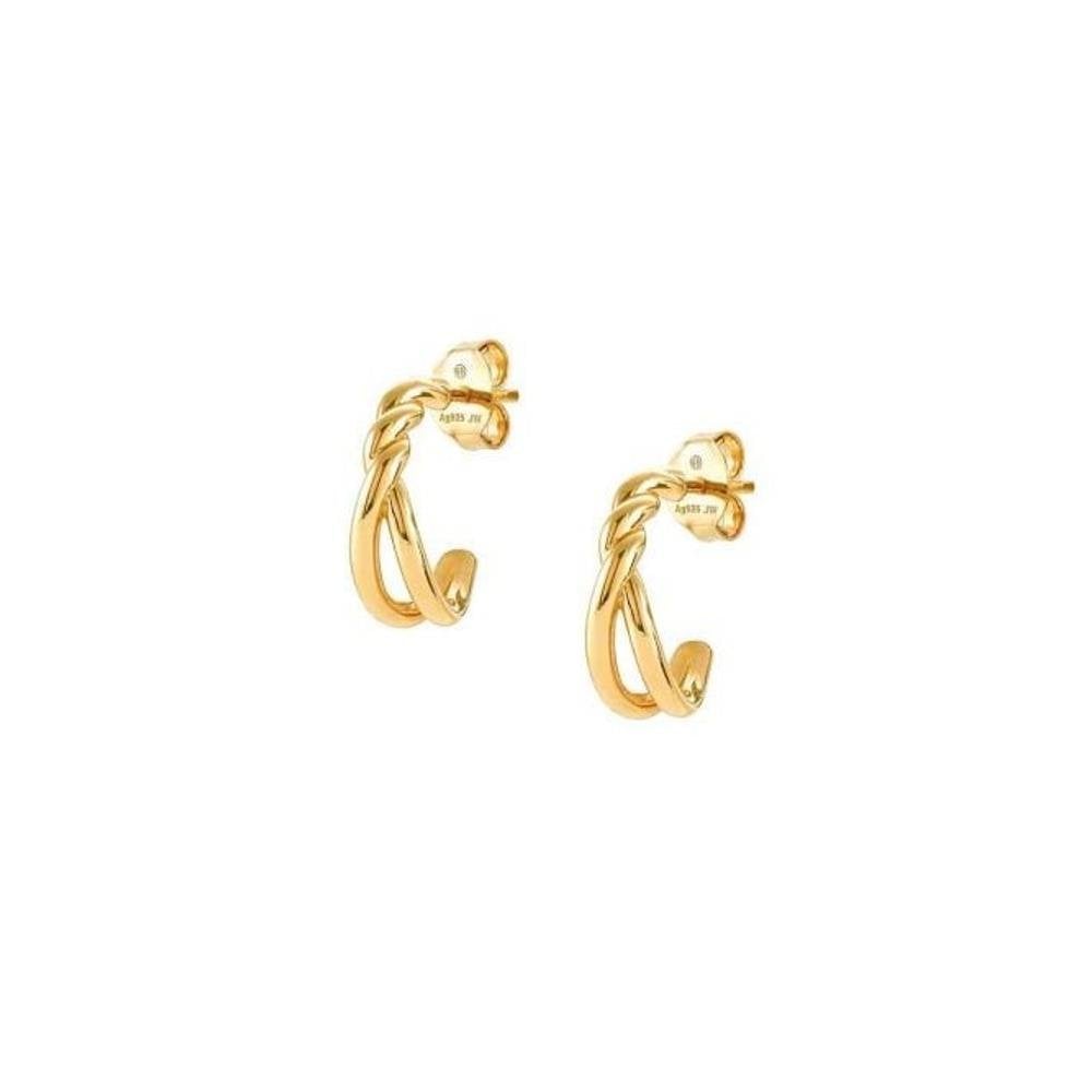 Endless Silver Cord Yellow Gold Earrings