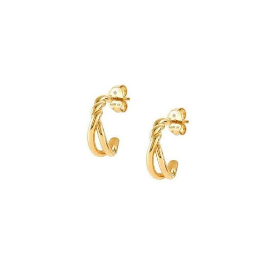 Endless Silver Cord Yellow Gold Earrings