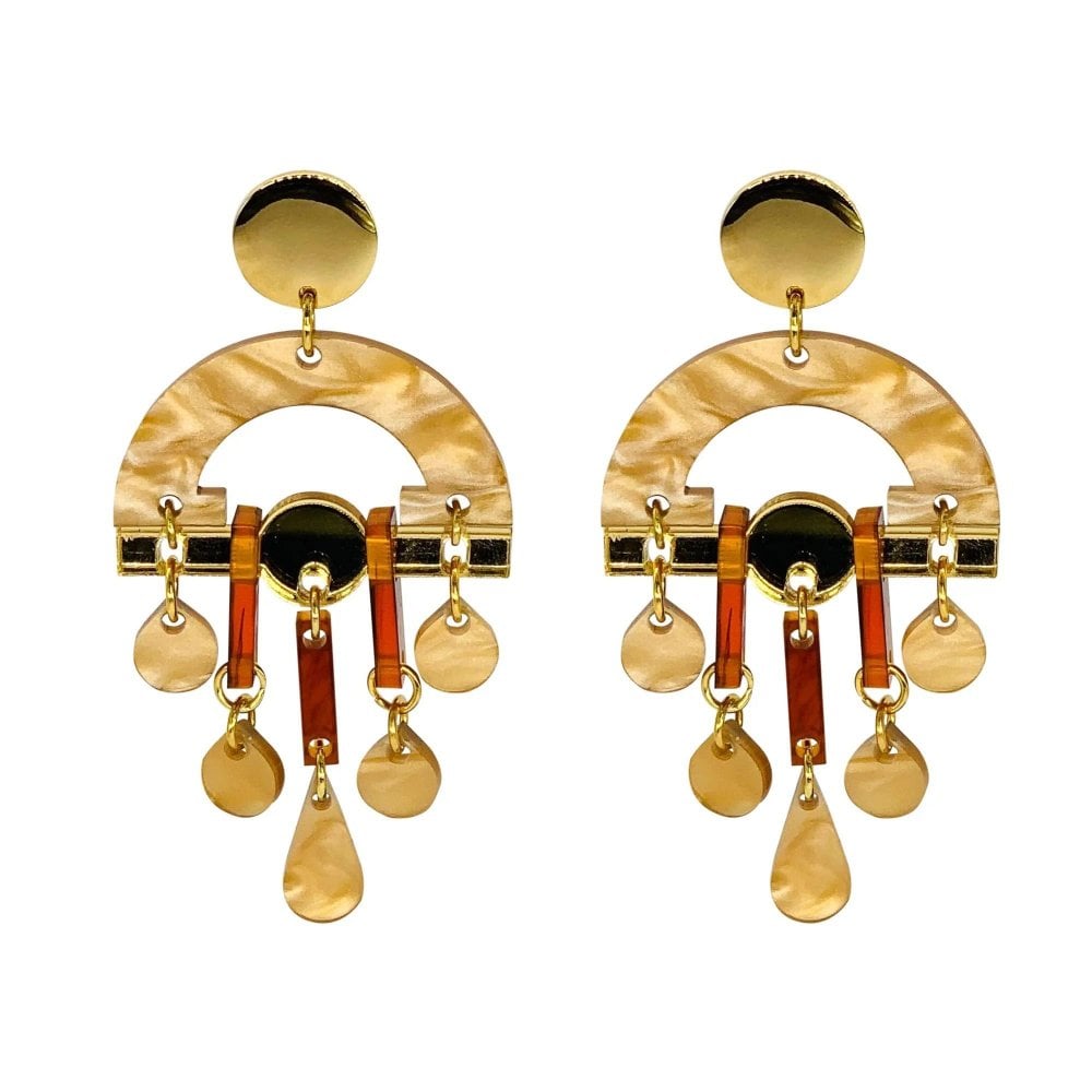 Fan Chandeliers - Caramel Swirl & T'shell Gold