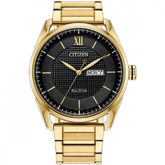 Gents Eco Drive Gold Tone Watch