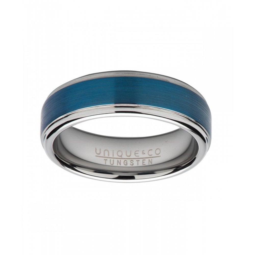 Gents Turgsten Carbide Ring Blue IP Plated 7mm