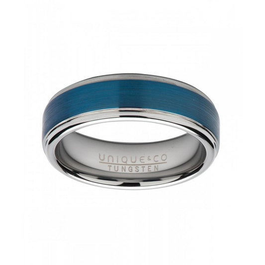 Gents Turgsten Carbide Ring Blue IP Plated 7mm