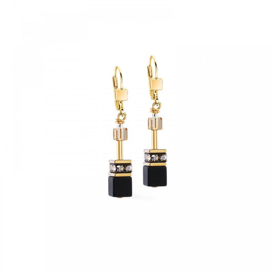 GeoCUBE® Earrings Onyx Black-Gold