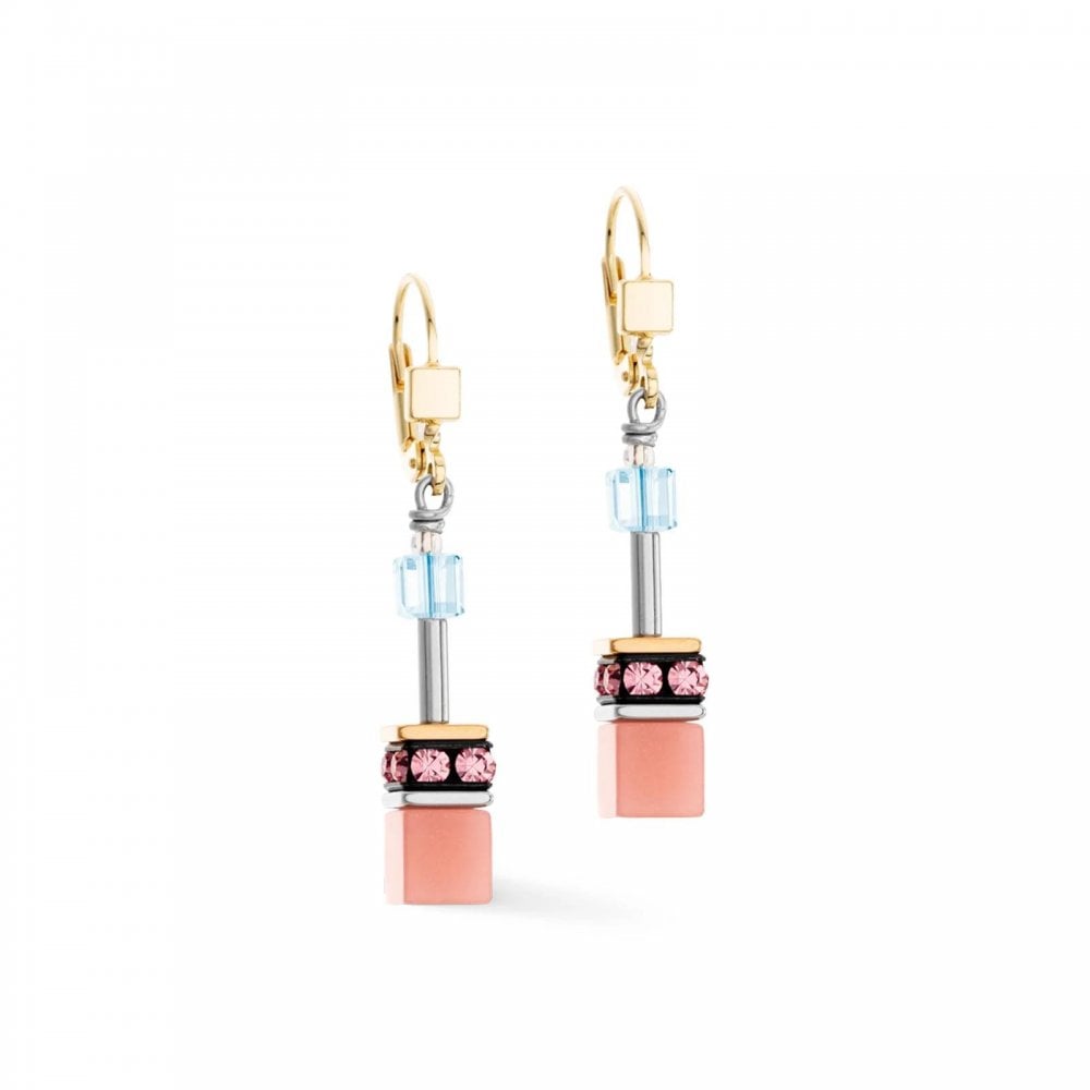 GeoCUBE® Iconic earrings aqua-apricot