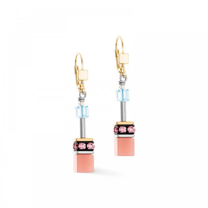 GeoCUBE® Iconic earrings aqua-apricot