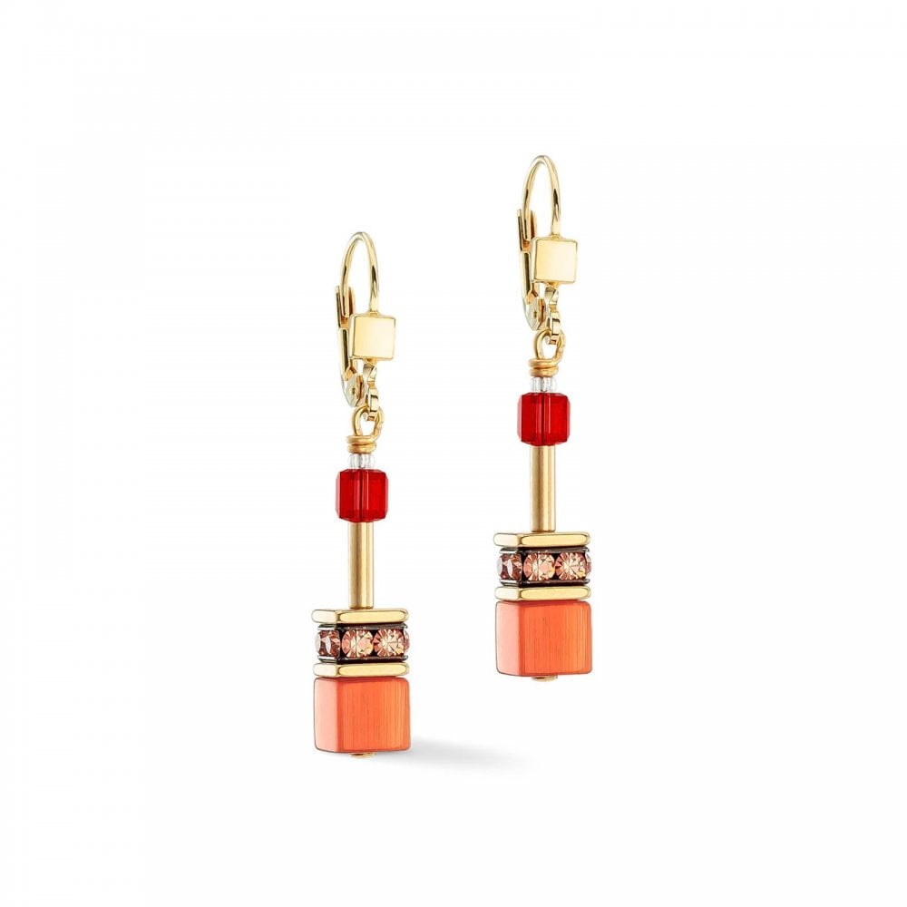 GeoCUBE® Iconic earrings gold red