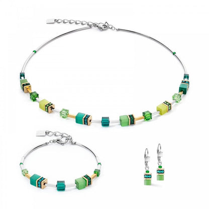 GeoCUBE® Iconic Lite Green Necklace, Bracelet, Earring Set