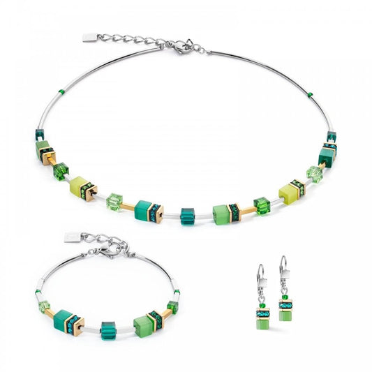 GeoCUBE® Iconic Lite Green Necklace, Bracelet, Earring Set