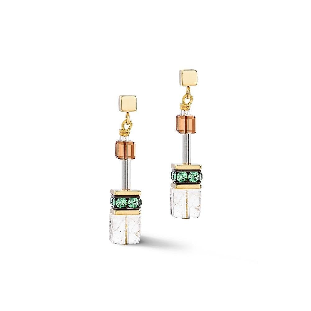 GeoCUBE® Iconic Nature Earrings Brown-White