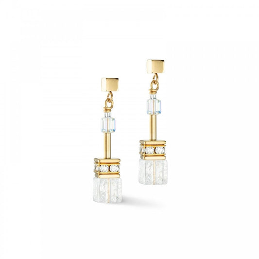 GeoCUBE® Iconic Nature earrings gold white