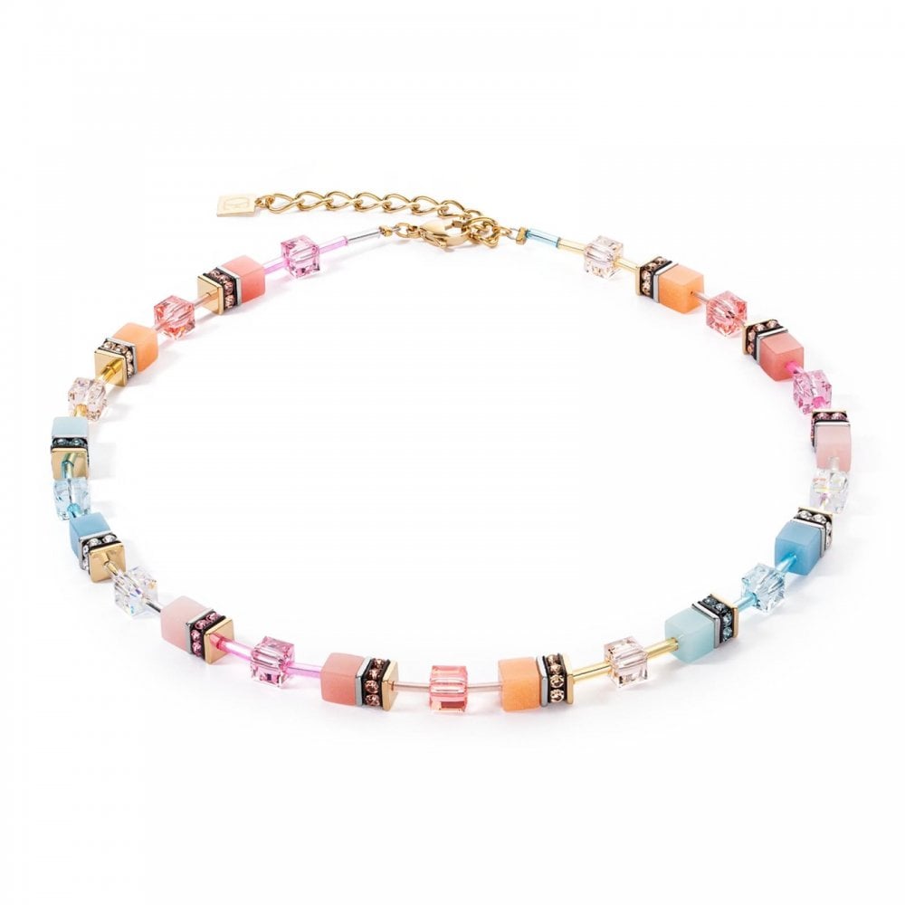 GeoCUBE® Iconic necklace aqua-apricot