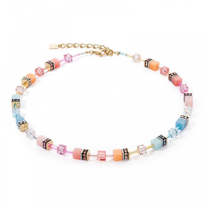 GeoCUBE® Iconic necklace aqua-apricot