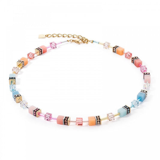 GeoCUBE® Iconic necklace aqua-apricot