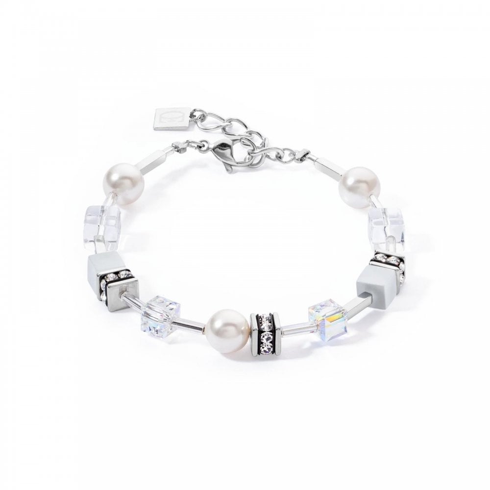 GeoCUBE® Iconic Pearl Mix bracelet silver-white