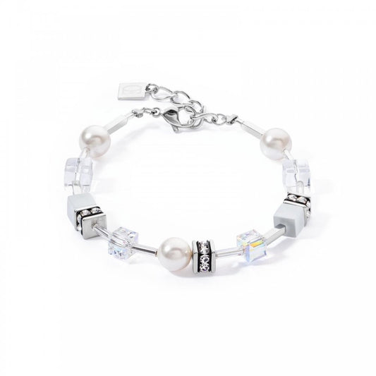 GeoCUBE® Iconic Pearl Mix bracelet silver-white