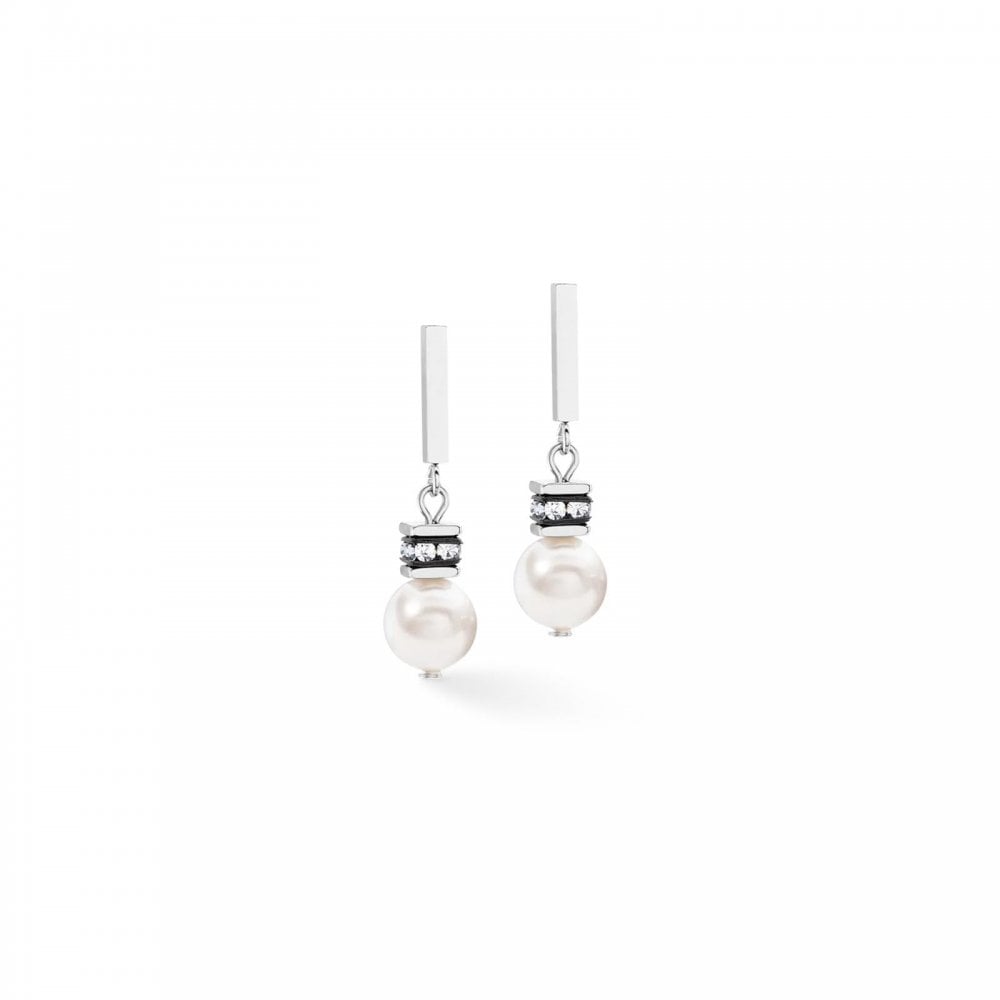 GeoCUBE® Iconic Pearl Mix earrings silver-white