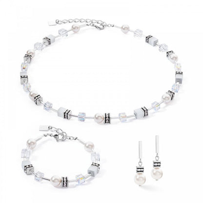 GeoCUBE® Iconic Pearl Mix earrings silver-white