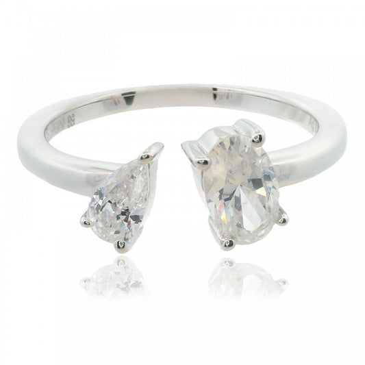 Geogini Chic Noel Toi Et Moi Silver CZ Ring Size 7 - N