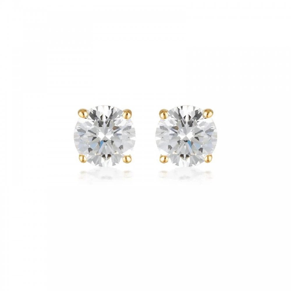 Georgini 5mm Clear Round Stud Earrings Gold
